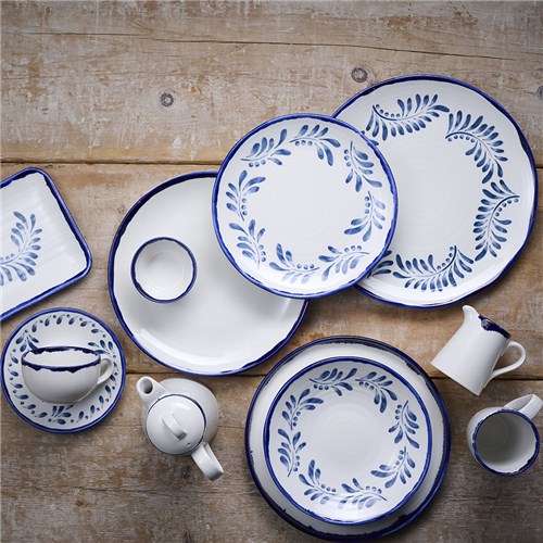Mediterranean Coupe Bowls White & Blue