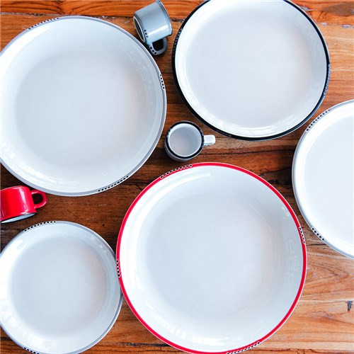 Bistrot Plate White Red Rim 203mm Pro.mundi