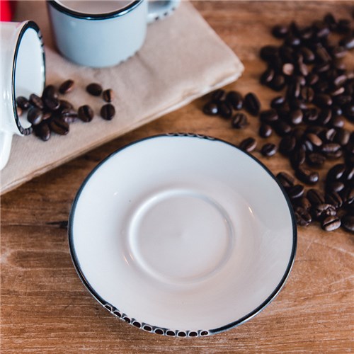 Bistrot Espresso Saucer White Black Rim 115mm Pro.mundi