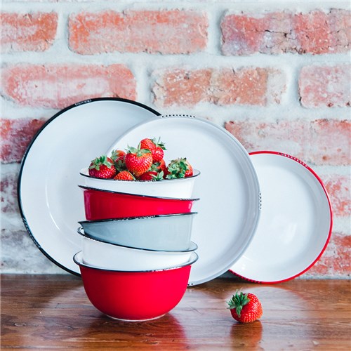 Bistrot Plate White Grey Rim 203mm Pro.mundi