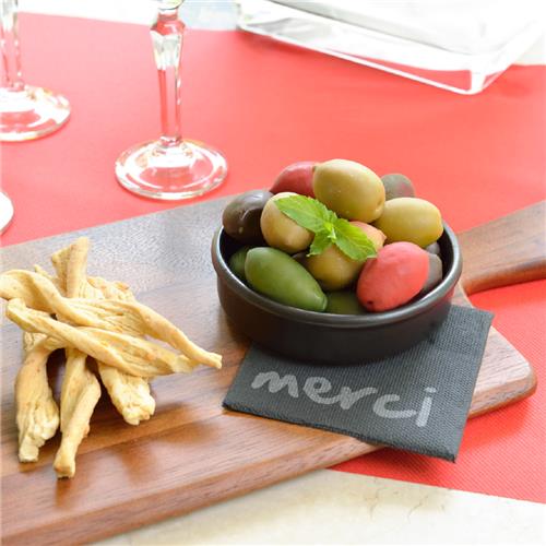 Merci Quilted Paper Cocktail Napkin Black 1/4 Fold