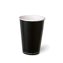 3445870 Aqueous Single Wall Hot Cup Black 480ml 16oz