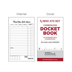 Carbonless Docket Book Duplicate Sheet 100x170mm Essentials Collection