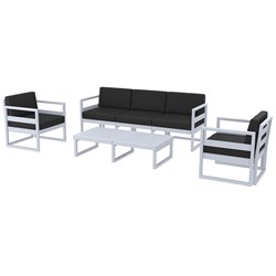 4242282 - Mykonos Lounge Set XL and Table Silver Grey with Black Cushions 750mm