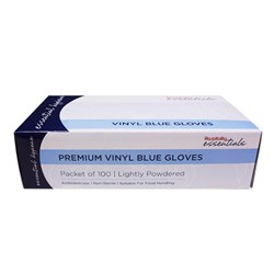 Essentials Collection [Powdered] Vinyl Gloves Blue Medium