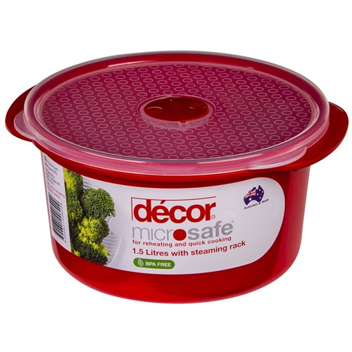 2663846 - Microsafe Container Rnd 1.5Lt Red W/ Steam Rack & Lid (4)