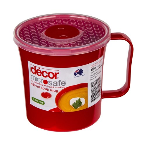3452214 - Microsafe Soup Mug 450Ml Red W/ Clr Lid (6)